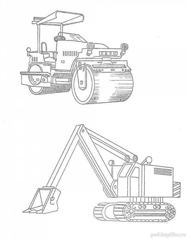 Асфальтоукладчик раскраска для детей