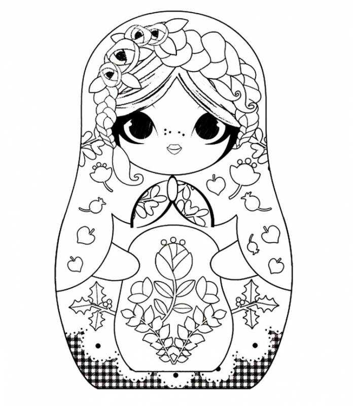 Матрешка раскраска для детей