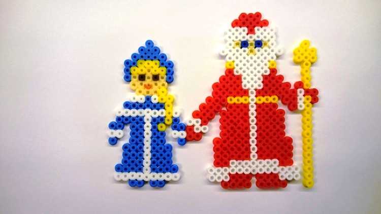 Дед Мороз и Снегурочка из термомозаики