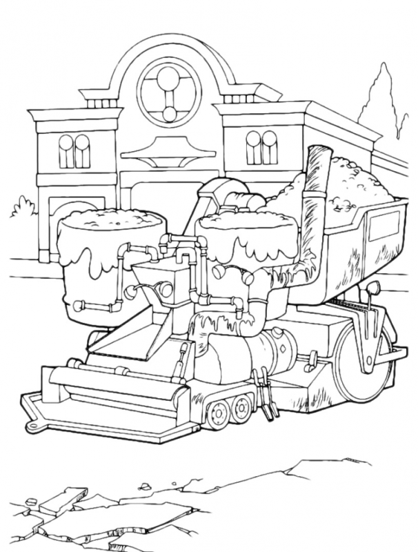 Асфальтоукладчик раскраска