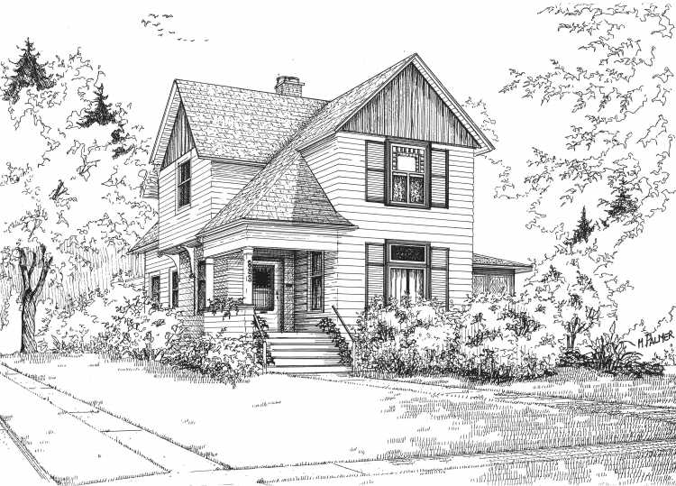 Двухэтажный дом карандашом