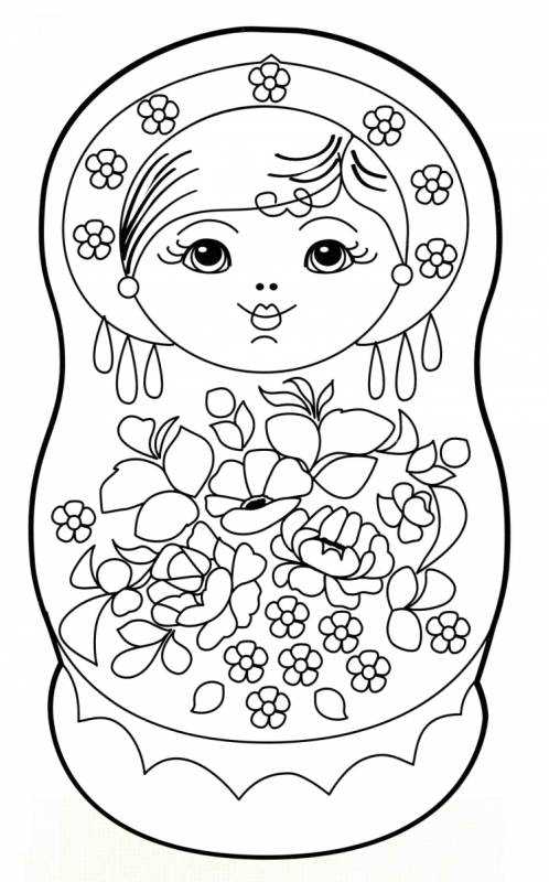 Матрешка раскраска для детей
