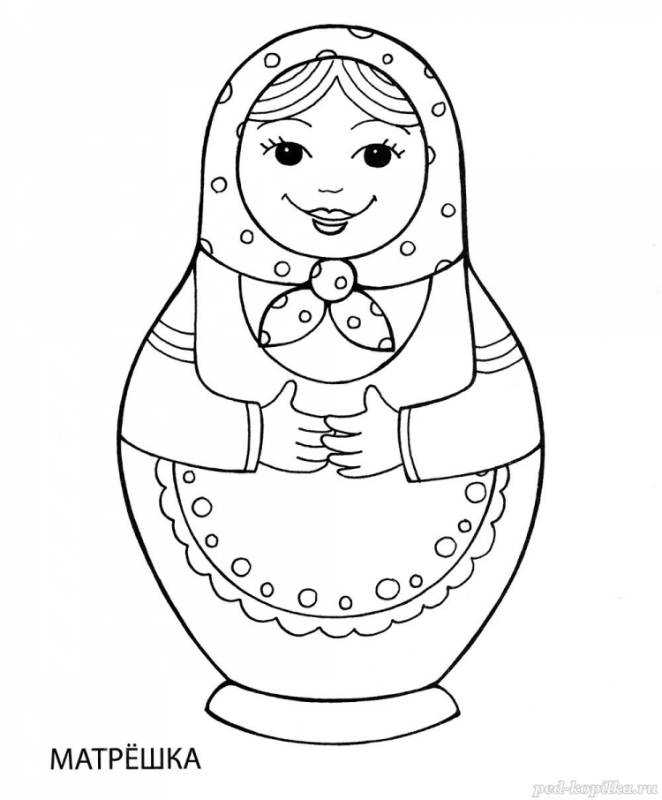 Контур матрешки для рисования