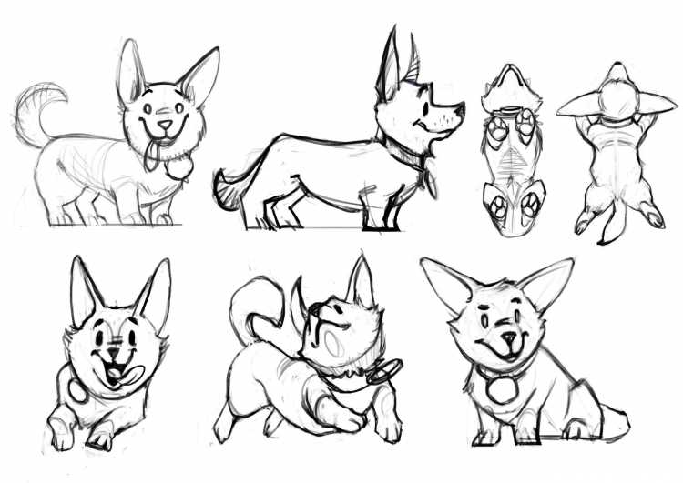 Раскраска собачка с цветами