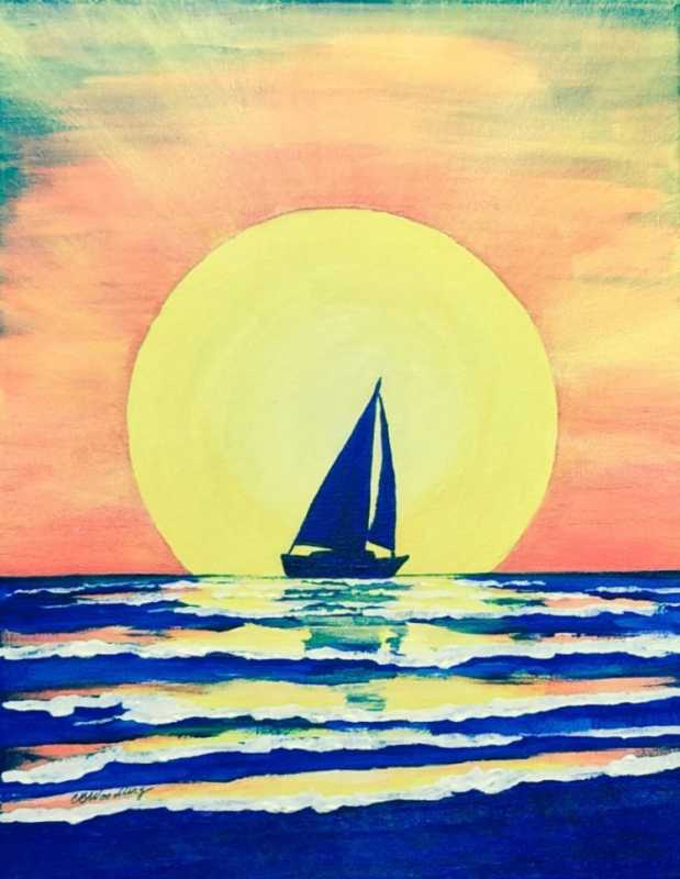 Легкие закаты гуашью