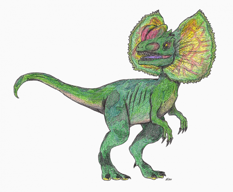 Дилофозавр арт
