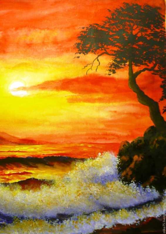 Пейзаж гуашью