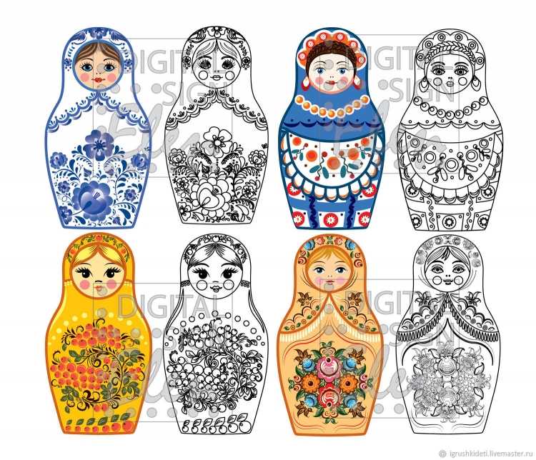 Матрешка для раскрашивания