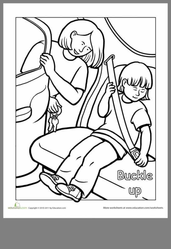 Раскраска безопасность детей в автомобиле