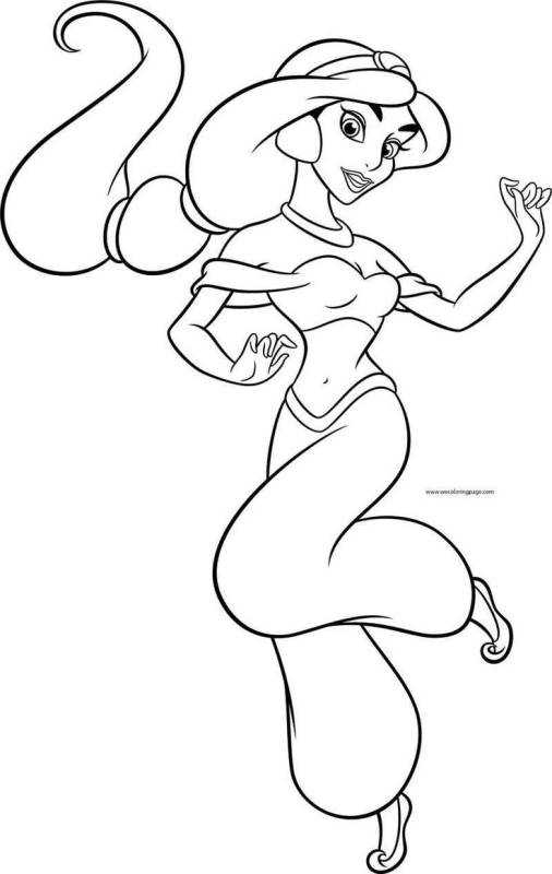 Раскраска Аладдин принцесса Жасмин