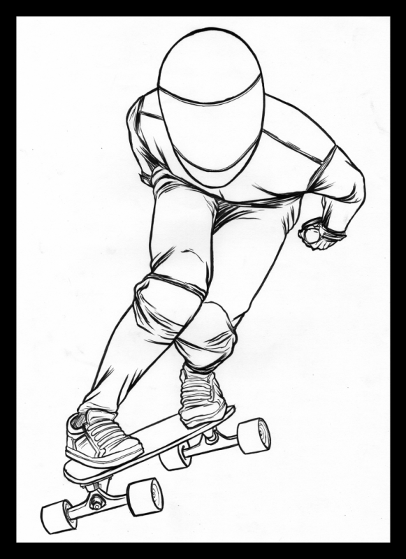 Раскраска скейтбордист