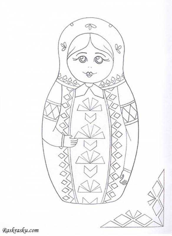 Раскраска матрёшка для детей 3-4 лет