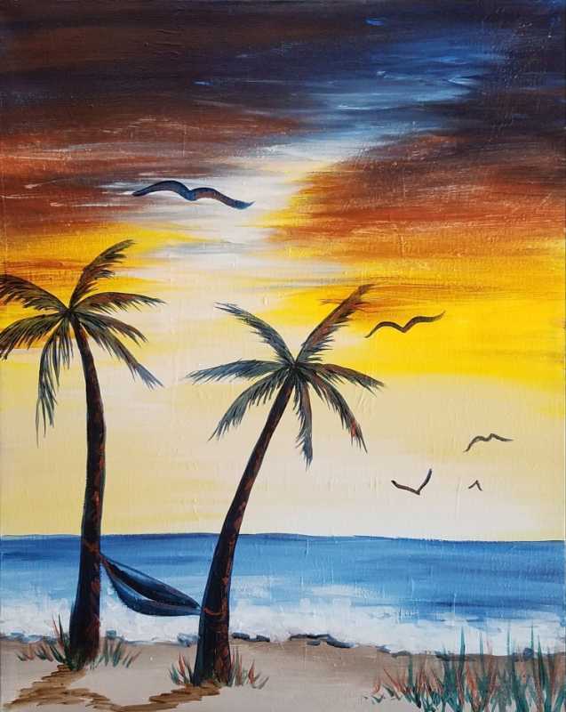 Нарисовать пальму красками