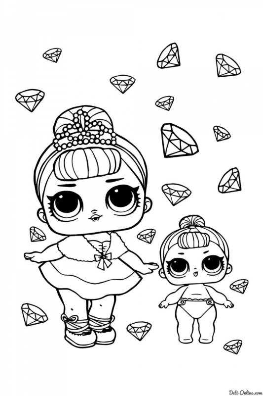 Кукла ЛОЛ Систерс раскраска
