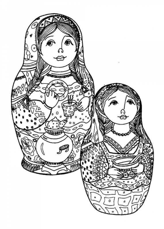 Матрешки для раскрашивания детям