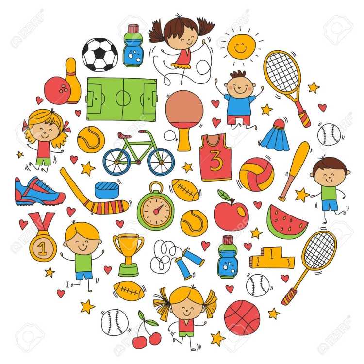 Хобби ребенка на белом фоне