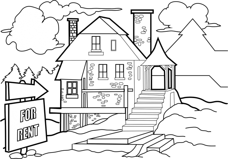 Раскраска. Домики