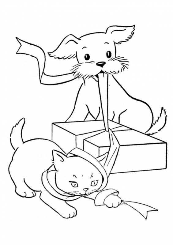 Кошки и собаки. Раскраска