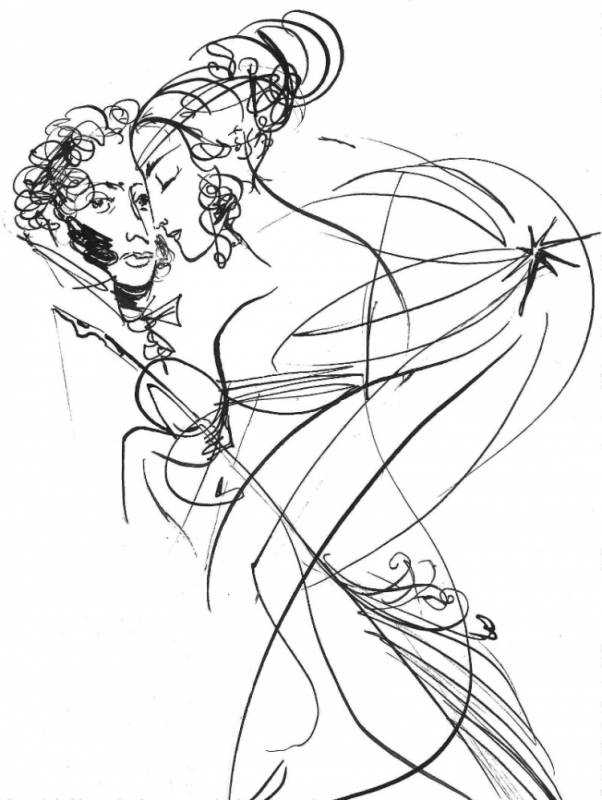 Профиль Пушкина на черном фоне