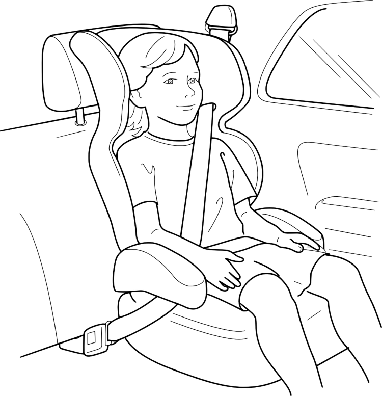 Раскраска для детей Пристегни ребенка