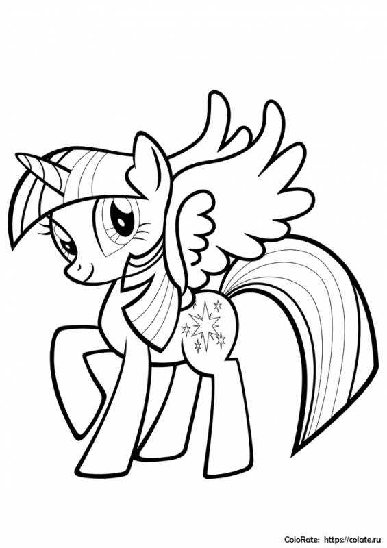 Раскраска милая пони Искорка