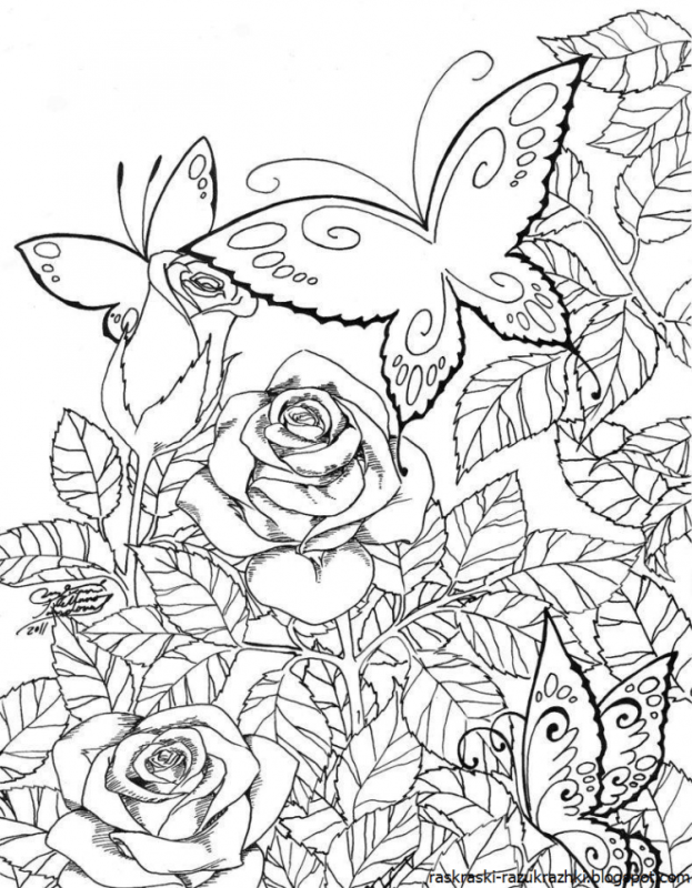 Раскраски антистресс розы