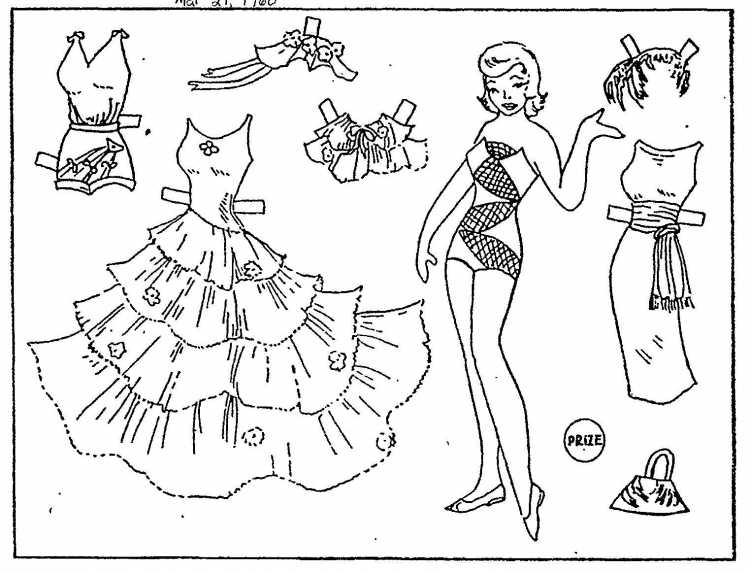 Бумажная кукла раскраска