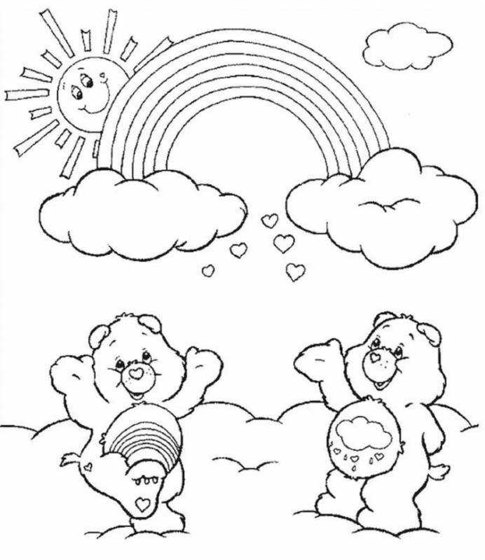 Облачко с радугой разукрашка