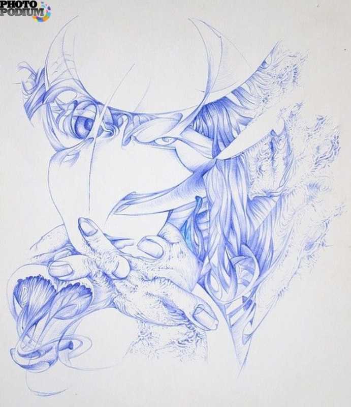 Аниме шариковой ручкой