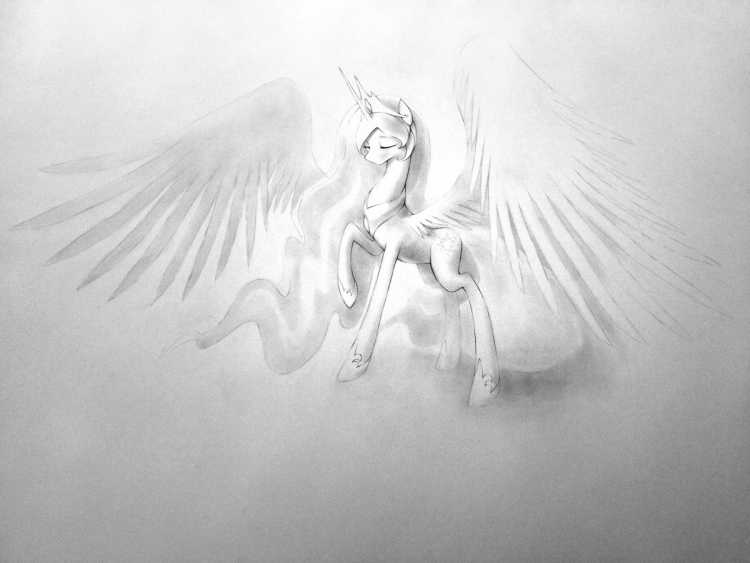 Аликорн Луна карандашом