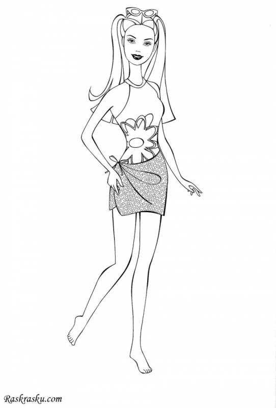 Раскраска девушка в купальнике