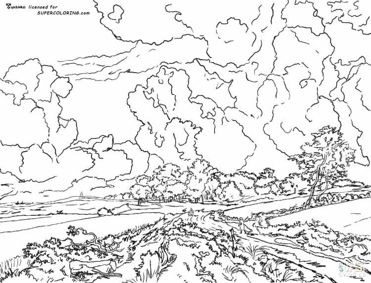 Пейзаж России раскраска