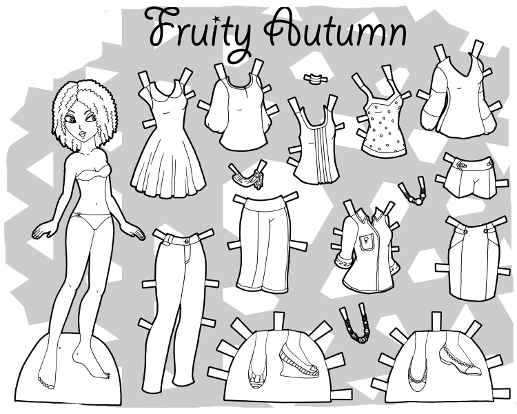 Бумажные куклы с одеждой черно белые