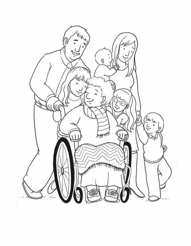 Раскраска семья из 6 человек