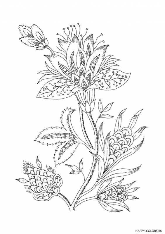 Раскраски сложные и красивые цветы