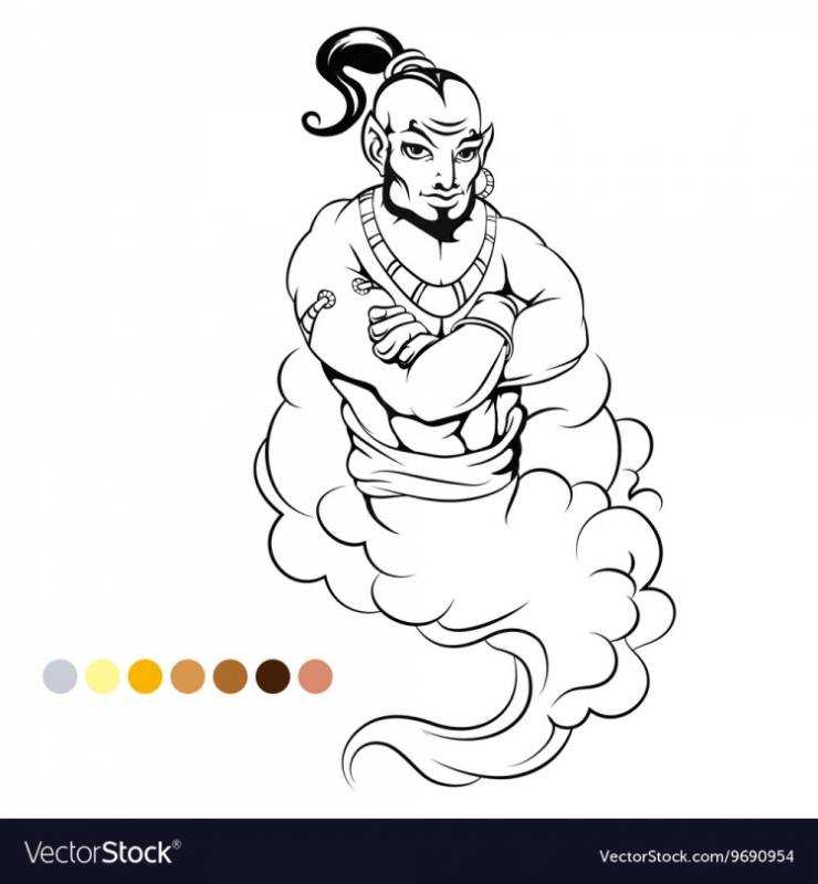 Джин из лампы эскиз