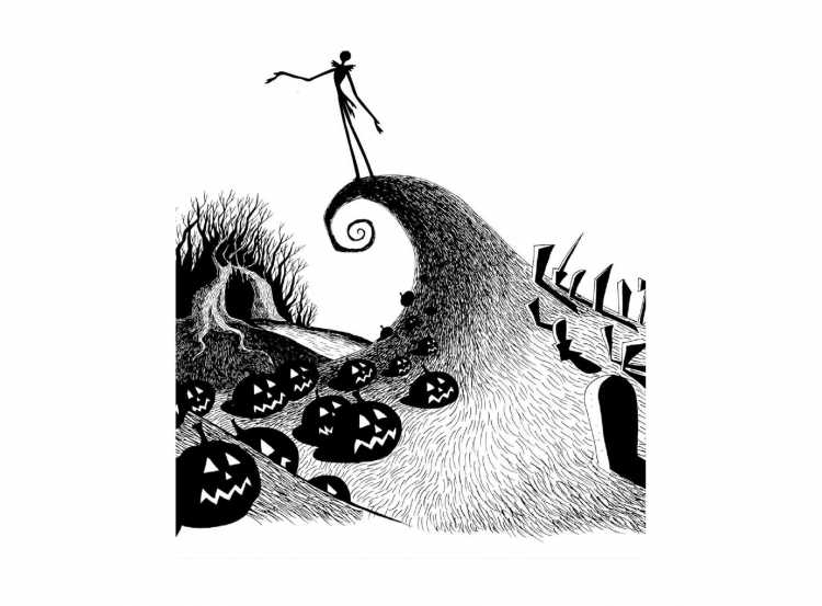 Джек Скеллингтон Хэллоуин раскраска