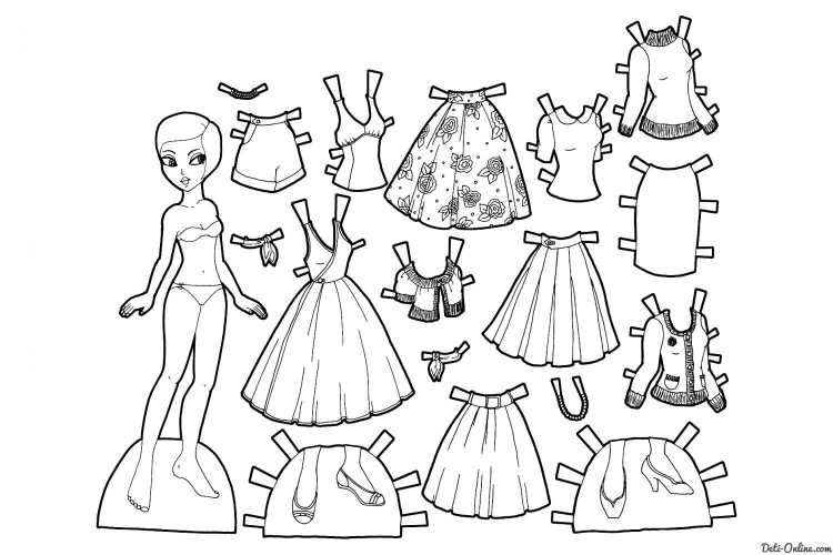 Раскраска кукла с одеждой