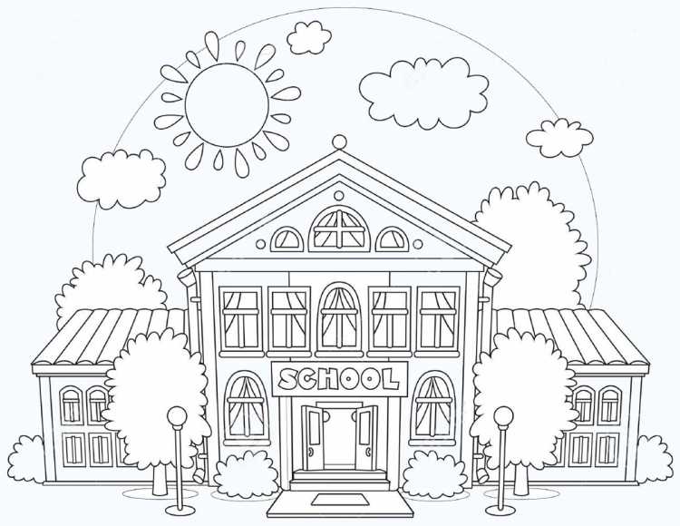 Раскраски здание сад для детей