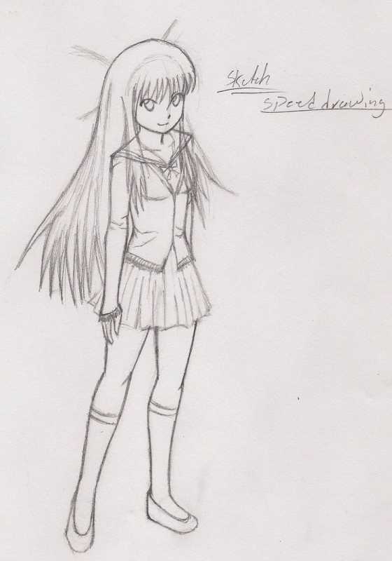Рисунок карандашом маленькие девочки из аниме
