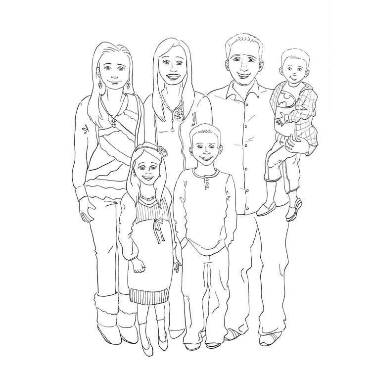 Раскраска семья мама папа я