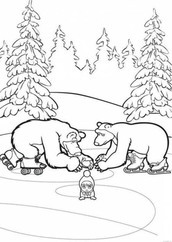 Раскраска Маша и медведь Медведица