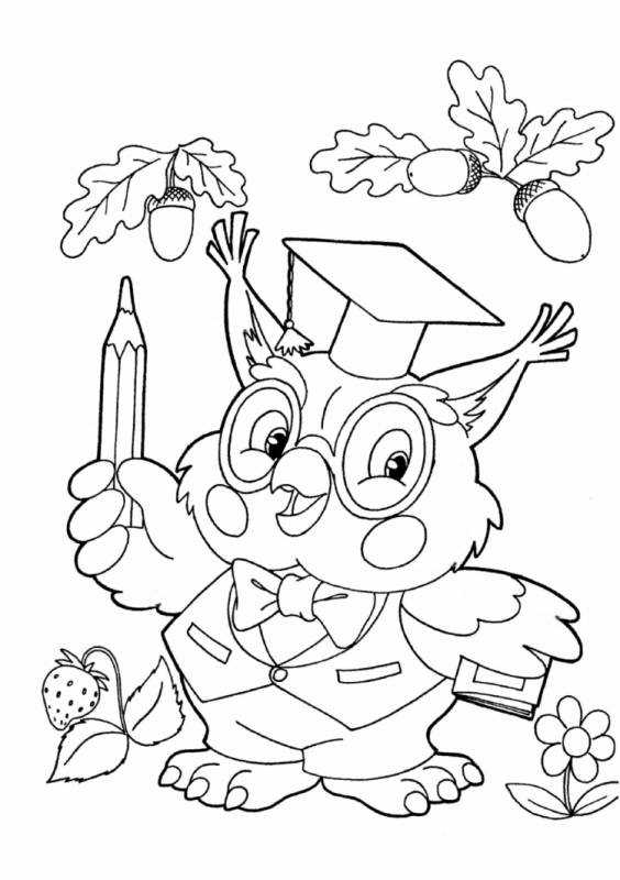 Мудрая Сова раскраска