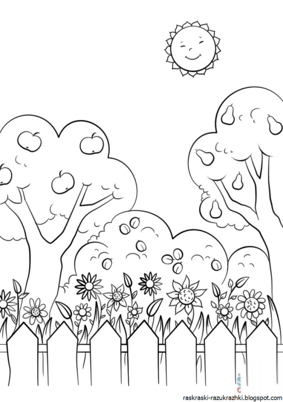 Сад раскраска для детей