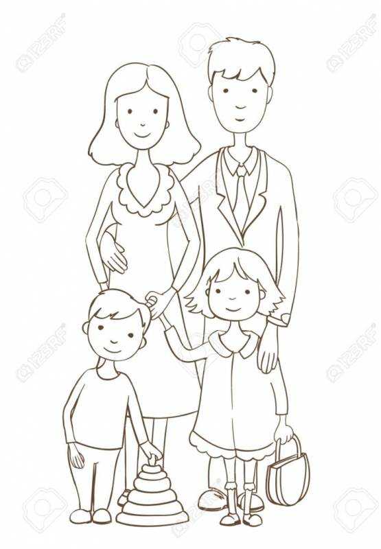 Веселая семья раскраска