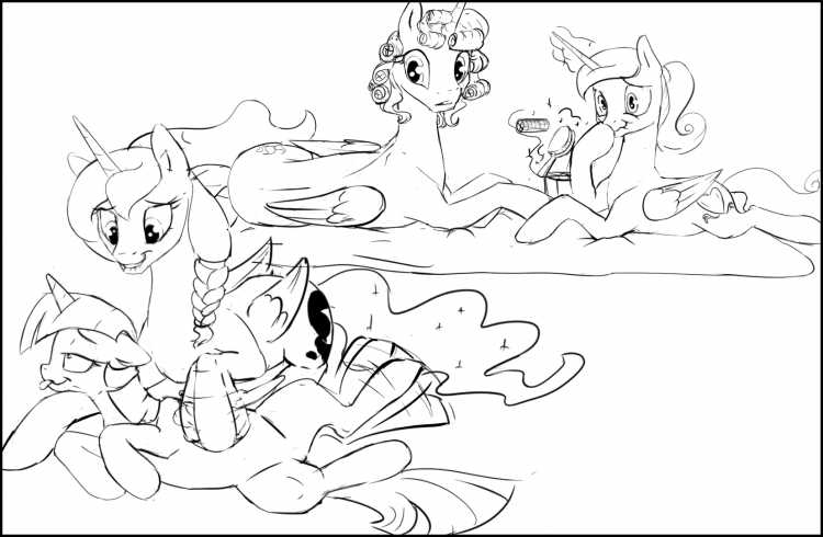 Искорка Луна Селестия раскраска