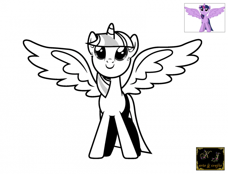 Раскраска пони Искорка Аликорн