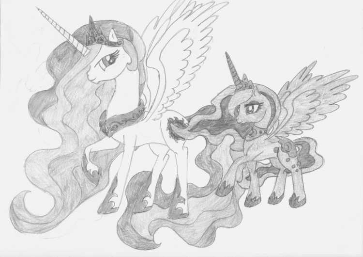 Луна пони рисунок карандашом