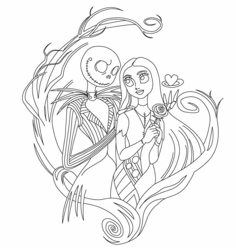 Джек Скеллингтон и Салли арт эскиз