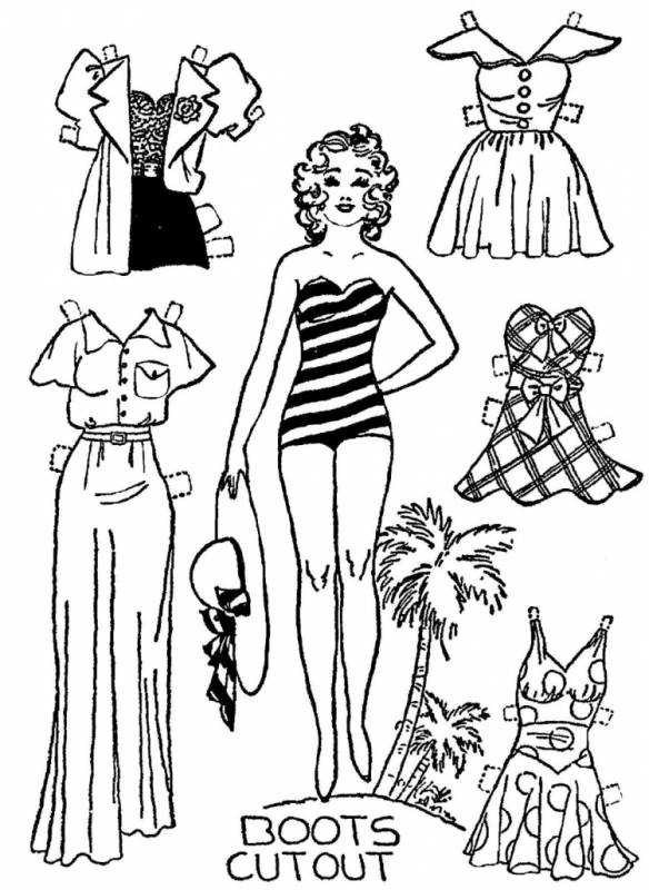 Бумажные куклы с одеждой черно белые